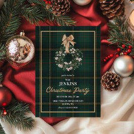 Klassisk grönrutig julfestinbjudan inbjudningar
