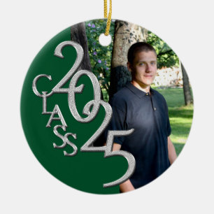 Klassisk Grönt 2025 Student-foto Julgransprydnad Keramik