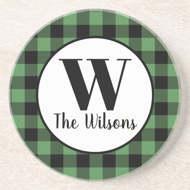 Klassisk Grönt Black Buffalo Play Monogram Underlägg (Framsidan)