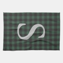 Klassisk Grönt Black Tartan Play Monogrammed Kökshandduk