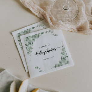 Klassisk Grönt Eucalyptus Foliage Baby Shower Pappersservett