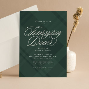 Klassisk grönt, förskjuten Thanksgiving, middag Inbjudningar