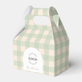 Klassisk grönt gingham-favoritboxar för vallmo presentaskar