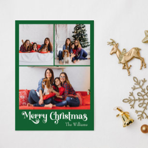 Klassisk Grönt God jul Lodrät 3 Foto Helg Vykort