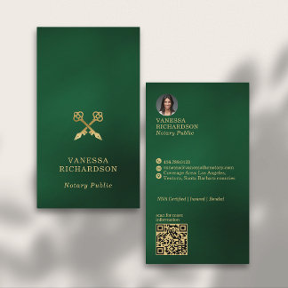 Klassisk Grönt Guld korsade pennor Notär QR-kod Visitkort