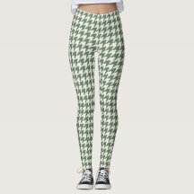 Klassisk Grönt Houndstooth Mönster Leggings