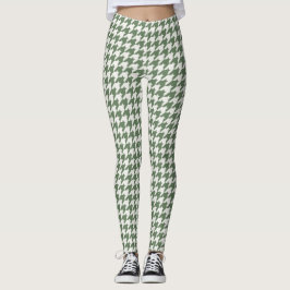 Klassisk Grönt Houndstooth Mönster Leggings
