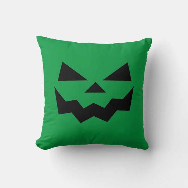 Klassisk Grönt Jack-o-lantern pumpning leende Kudde (Framsida)