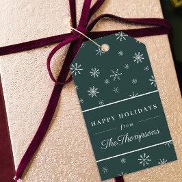 Klassisk Grönt, jul, Snöflingor Glad helg Presentetikett