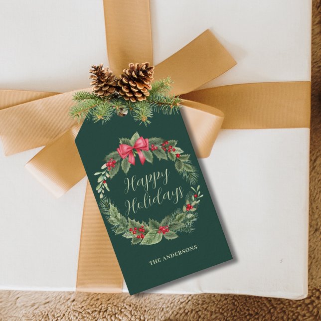 Klassisk Grönt - julfransar Presentetikett (Skapare uppladdad)