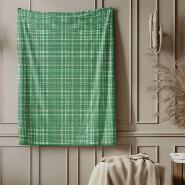 Klassisk Grönt - Julpapp - tunt vrister Fleecefilt (Classic Green Christmas Plaid Throw Blanket)