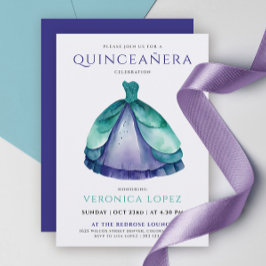 Klassisk Grönt Lila Quinceañera Princess Dress Inbjudningar