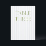 Klassisk Grönt och Bordsnumret Blue Bröllop Inbjudningar<br><div class="desc">Det här bordsnumret av elegant har en mjuk, blå, strimlad bakgrund med förfinad sage-grönt, typografi och dekorerade skriptaccenter. Designad för trädgårdsbröllop, raffinerade mottagningar och tidlös firande utomhus. Koordinater med "Iris"-bröllopsinbjudan - klicka på samlingslänken på den här sidan om du vill söka efter matchande objekt som menyer, inbjudningar, skyltning med mera....</div>