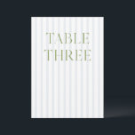 Klassisk Grönt och Bordsnumret Blue Bröllop Inbjudningar<br><div class="desc">Det här bordsnumret av elegant har en mjuk, blå, strimlad bakgrund med förfinad sage-grönt, typografi och dekorerade skriptaccenter. Designad för trädgårdsbröllop, raffinerade mottagningar och tidlös firande utomhus. Koordinater med "Iris"-bröllopsinbjudan - klicka på samlingslänken på den här sidan om du vill söka efter matchande objekt som menyer, inbjudningar, skyltning med mera....</div>