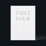 Klassisk Grönt och Bordsnumret Blue Bröllop Inbjudningar<br><div class="desc">Det här bordsnumret av elegant har en mjuk, blå, strimlad bakgrund med förfinad sage-grönt, typografi och dekorerade skriptaccenter. Designad för trädgårdsbröllop, raffinerade mottagningar och tidlös firande utomhus. Koordinater med "Iris"-bröllopsinbjudan - klicka på samlingslänken på den här sidan om du vill söka efter matchande objekt som menyer, inbjudningar, skyltning med mera....</div>