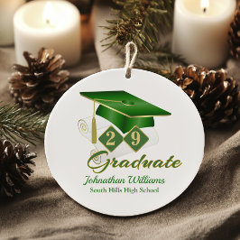 Klassisk Grönt och Guld Student Julgransprydnad Keramik