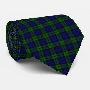 Klassisk Grönt och marin svartklocka Tartan Play Slips