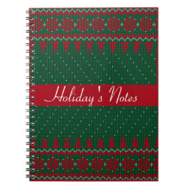Klassisk Grönt och röd risscross Spiral-bärbar dat Anteckningsbok