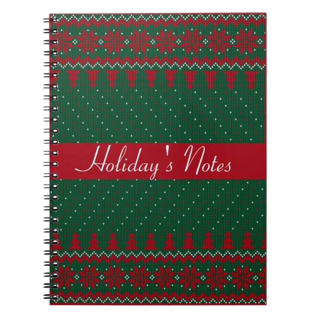 Klassisk Grönt och röd risscross Spiral-bärbar dat Anteckningsbok (Framsidan)