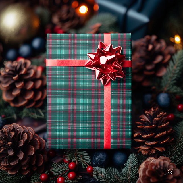 Klassisk Grönt och rödblekt Mönster - Festive Presentpapper (Skapare uppladdad)