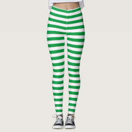 Klassisk Grönt och vit stripe Leggings