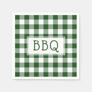 Klassisk Grönt och White Gingham Mönster BBQ Party Pappersservett