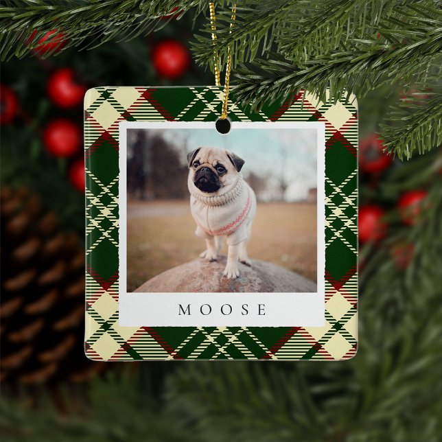 Klassisk Grönt Play Personlig Pet Hund Photo Julgransprydnad Keramik (Skapare uppladdad)