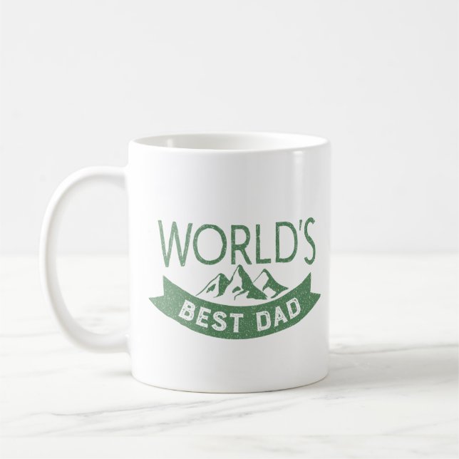 Klassisk Grönt Typography World's Best Pappa Kaffemugg (Vänster)