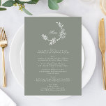 Klassisk Grönt Utandning Blommigt Monogram Bröllop Meny<br><div class="desc">Den här designen är en del av en samling - kontakta oss om du behöver ytterligare kontorsmaterial</div>