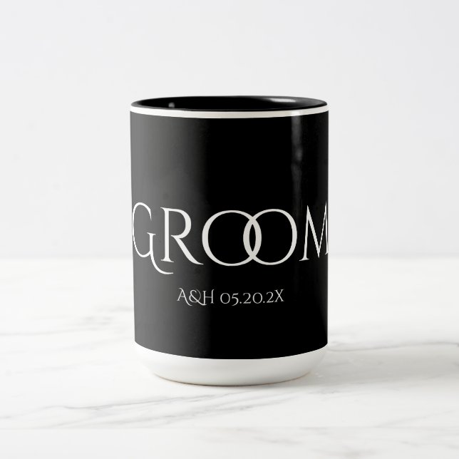 Klassisk Groom Black and White Mugg (Center)