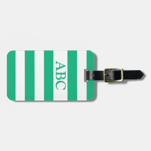 Klassisk grus Grönt och Vit Rand med Monogram Bagagebricka