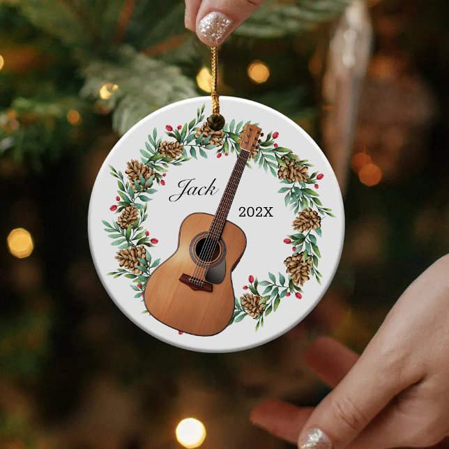 Klassisk Guitar-julkrans Gräs Cones Music Julgransprydnad Keramik (Skapare uppladdad)