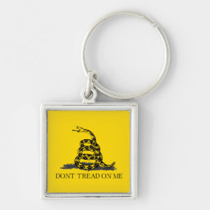Klassisk gul Gadsden-flagga Don't Tread on Me Fyrkantig Silverfärgad Nyckelring