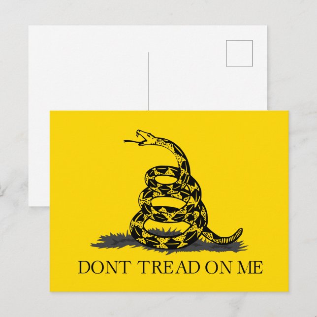 Klassisk gul Gadsden-flagga Don't Tread on Me Vykort (Fram/baksida)