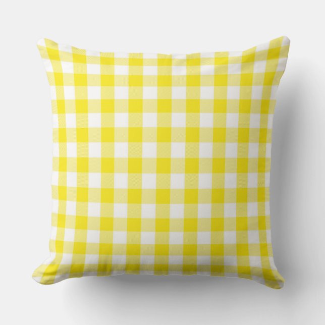 Klassisk gul gingham kastkudde kudde (Framsida)