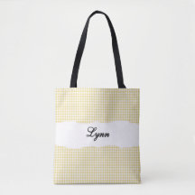 Klassisk gul och vit gingham | Personligt namn