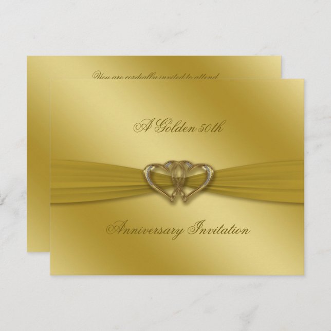 Klassisk Guld 50-års Bröllopsjubileum Inbjudan (Fram/baksida)