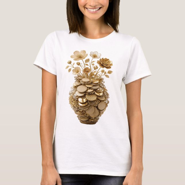Klassisk Guld ABSTRAKT KONST Statement Design T Shirt (Framsida)