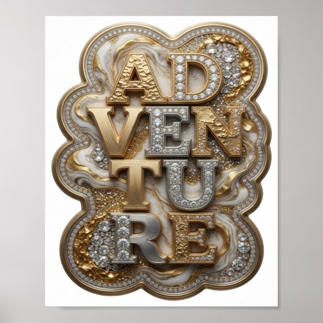 Klassisk guld ADVENTURE -tryck Poster (Framsidan)