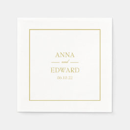 Klassisk Guld Blockbrid och Groom Bröllop Napkins Pappersservett