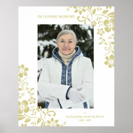 Klassisk Guld-Blommigt - begravningstjänst - ett f Poster