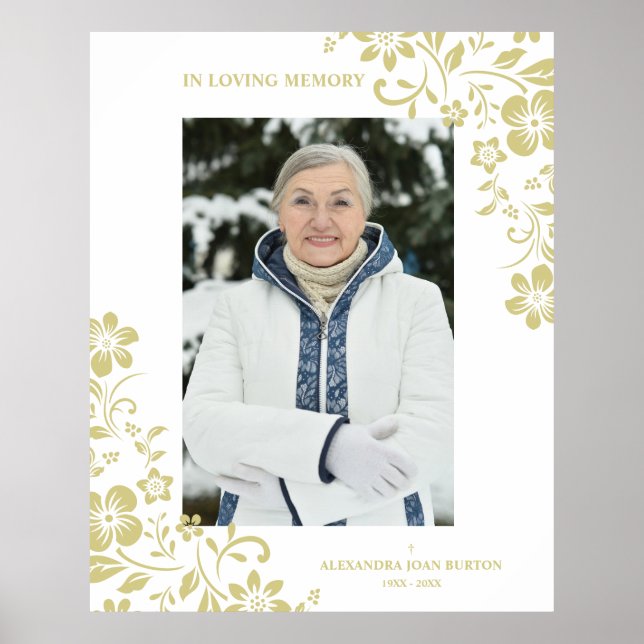 Klassisk Guld-Blommigt - begravningstjänst - ett f Poster (Framsidan)