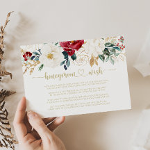 Klassisk guld burgunder vit blomsterlig honeymoon