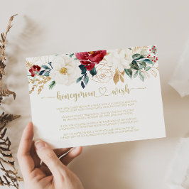 Klassisk guld burgunder vit blomsterlig honeymoon  tilläggskort