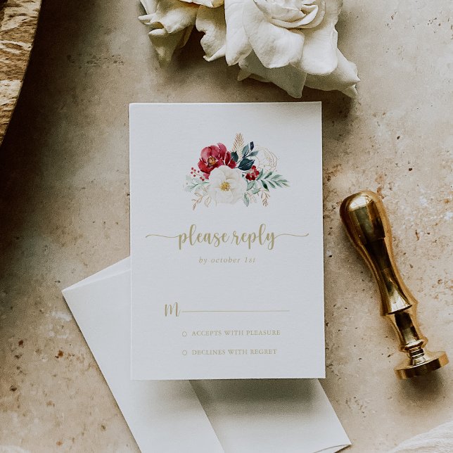 Klassisk Guld Burgundy White Blommigt OSA (Skapare uppladdad)