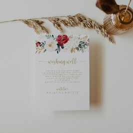 Klassisk Guld Burgundy White Bröllop Wishing-brunn Tilläggskort