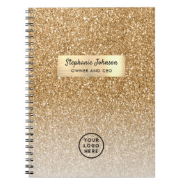 Klassisk Guld Chef Dam CEO Logotyp Luxe Glitter Anteckningsbok