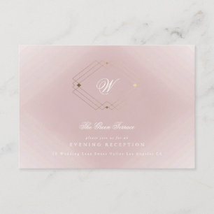 Klassisk guld dammig rosa monogram bröllop tilläggskort