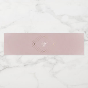Klassisk guld dammig rosa monogram bröllop vattenflaskor etikett