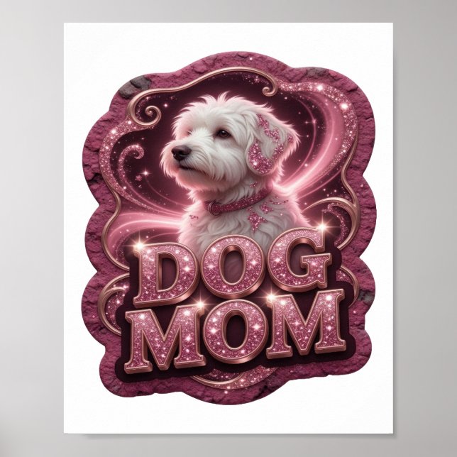 Klassisk guld DOG MOM Textdesign Poster (Framsidan)
